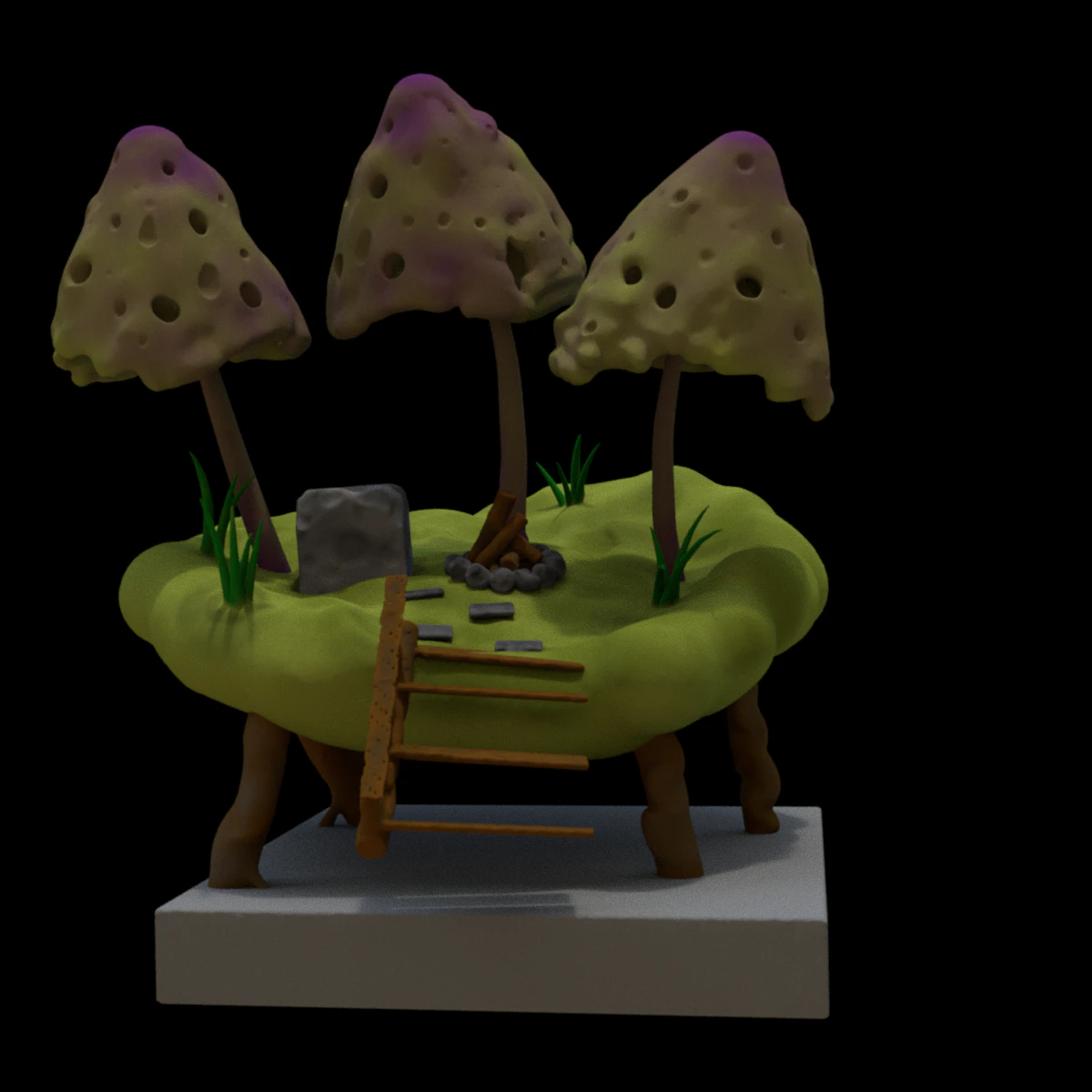 Mushroom Camp 3D Model .c4d .max .obj .3ds .fbx .stl .blend 