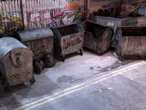 Lowpoly game-ready urban trash bin can Collection Pack 3Dモデル