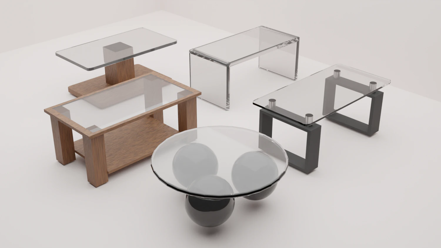Glass Coffee table collection 3D Model .c4d .max .obj .3ds .fbx .stl .blend