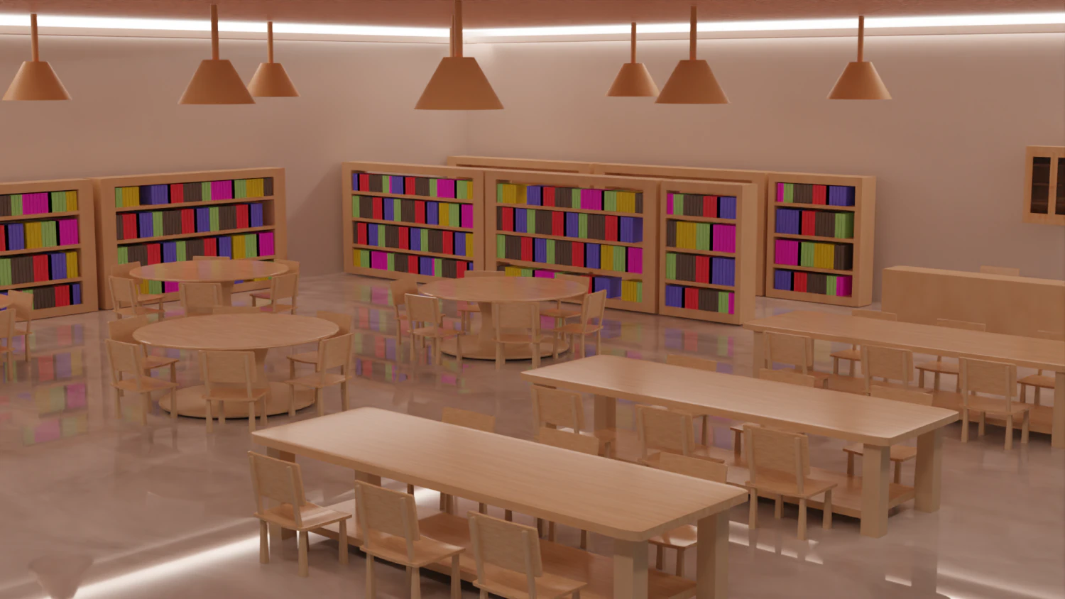 Modular Library scene 3D Model .c4d .max .obj .3ds .fbx .stl .blend 