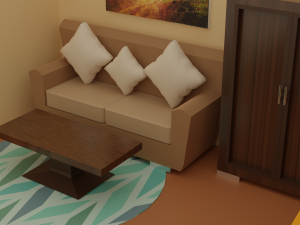 Low poly bedroom scene modular 3D Модель