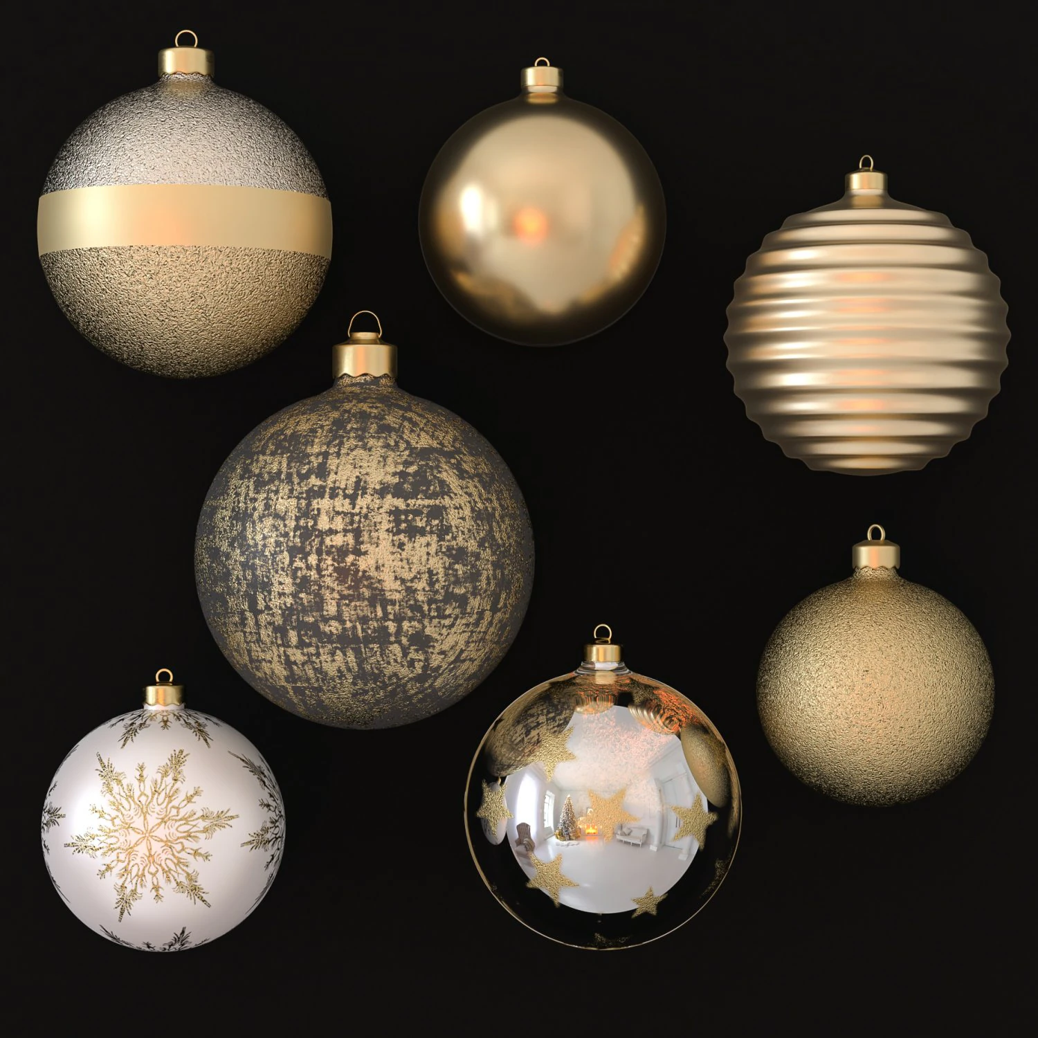 Collection of christmas balls 3D Model .c4d .max .obj .3ds .fbx .stl .blend