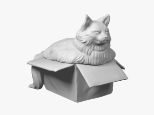 Fat cat in box for 3D printing 3Dプリントモデル