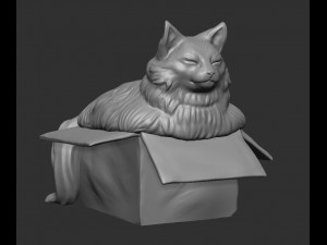 Fat cat in box for 3D printing 3Dプリントモデル