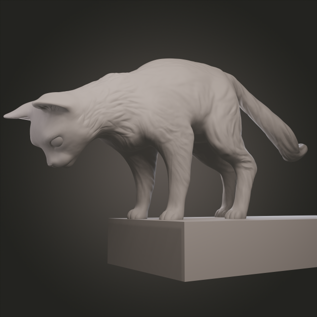 Looking down cat for 3D printing Model Cetak 3D .c4d .max .obj .3ds .fbx .stl .blend 