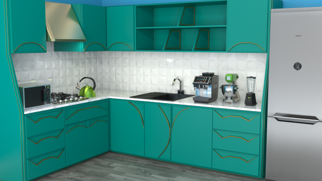 A set of kitchen equipment with furniture for small kitchens 3D 모델 .c4d .max .obj .3ds .fbx .stl .blend 