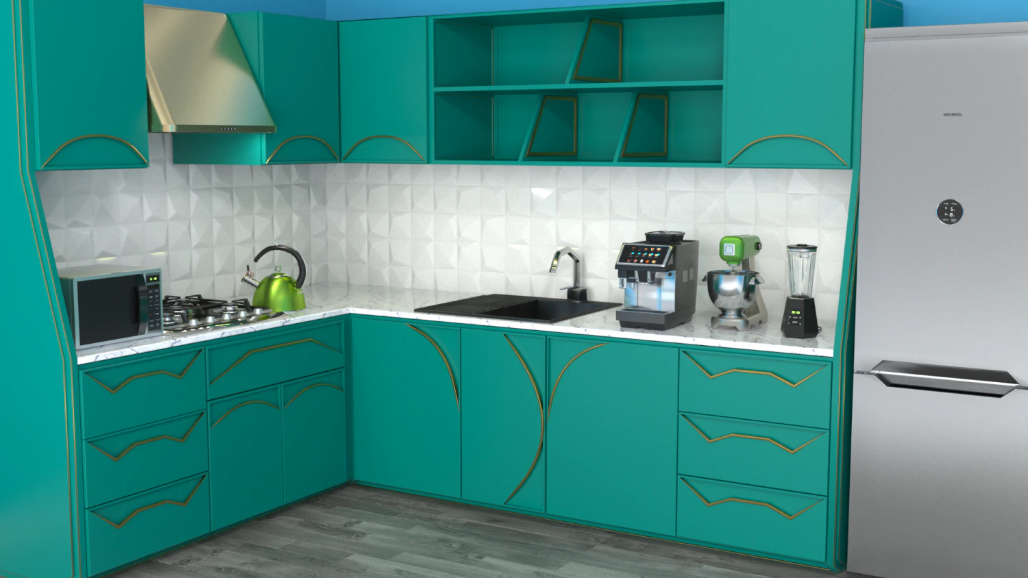 A set of kitchen equipment with furniture for small kitchens 3D Model .c4d .max .obj .3ds .fbx .stl .blend 
