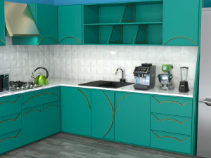 Satu set peralatan dapur dengan furnitur untuk dapur kecil Model 3D