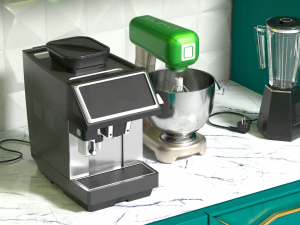A set of kitchen equipment with furniture for small kitchens 3D 모델
