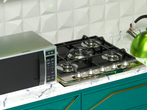 A set of kitchen equipment with furniture for small kitchens 3D 모델