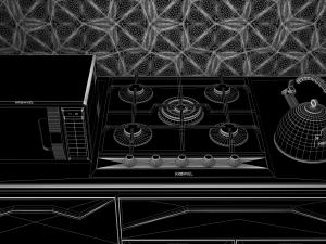 A set of kitchen equipment with furniture for small kitchens 3D 모델
