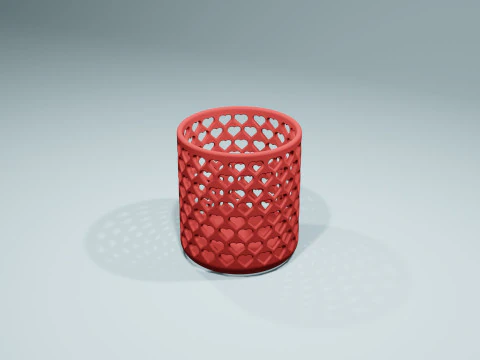 Heart Pen Holder Elegant Valentines Day Gift 3D Printable Desk Accessory 3D Print Model