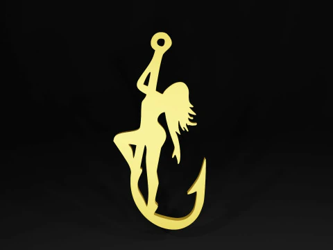 HOT GIRL SLEUTELHANGER DECORATIEVE STUFF SCHAALBARE SLEUTELHANGER HOT GIRL OORBELLEN MET VISHAAK 3D printmodel