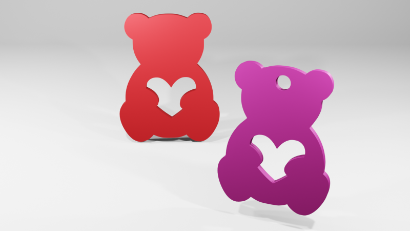 BEAR EARRINGS BEAR KEYCHAIN CUTE BEAR Modelo de Impressão 3D .c4d .max .obj .3ds .fbx .stl .blend 