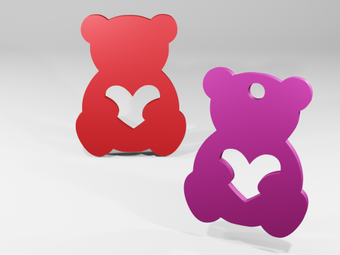 BEAR EARRINGS BEAR KEYCHAIN CUTE BEAR 3D Baskı Modeli