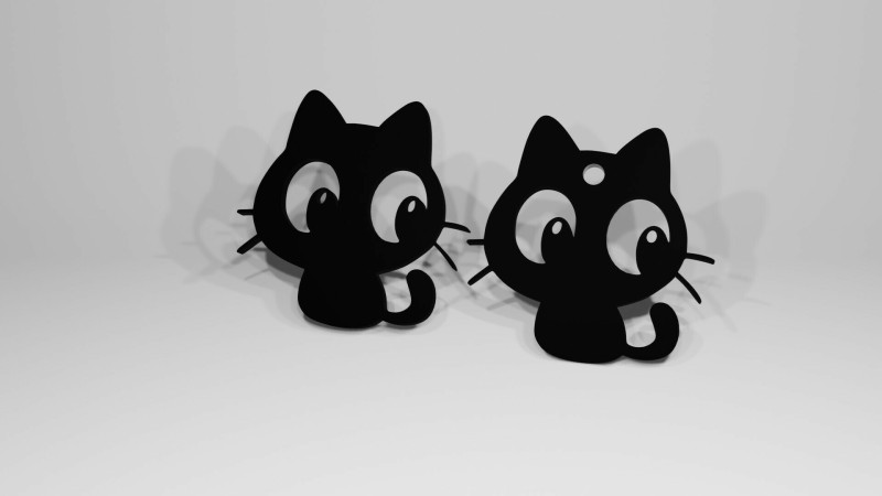 CAT KEYCHAIN CAT EARRINGS 3Dプリントモデル .c4d .max .obj .3ds .fbx .stl .blend 