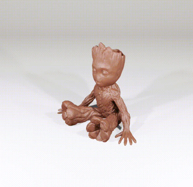 BABY GROOT FLOWER POT PRINTED IN PLACE MARVEL HERO 3D Print Model .c4d .max .obj .3ds .fbx .stl .blend 