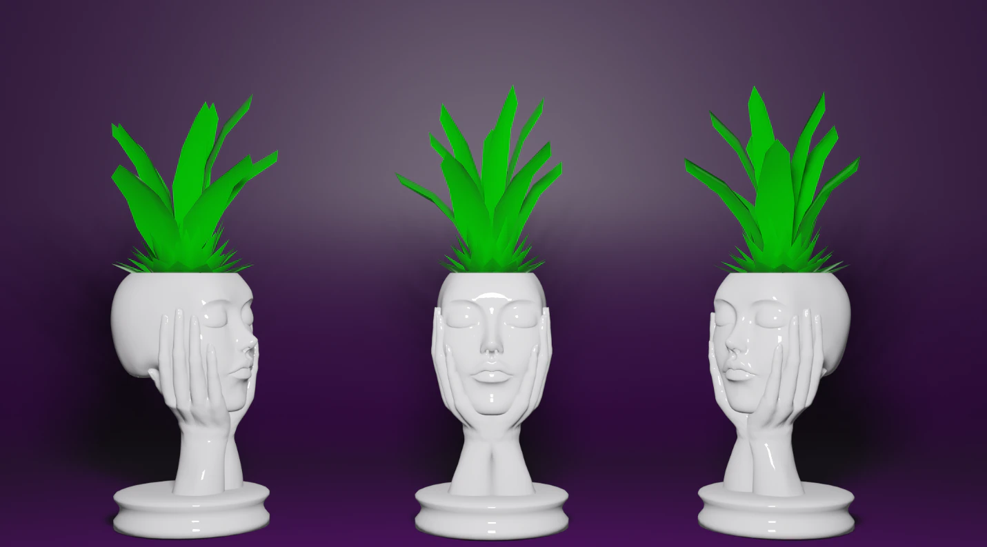 Woman Face Flower Pot Vase Planter - 3D Printable STL Design 3D Print Model .c4d .max .obj .3ds .fbx .stl .blend 