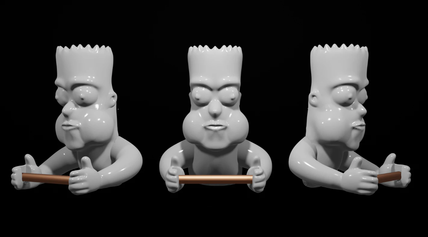 Bart Simpson Toilet Paper Holder - STL File for 3D Printing 3D Print Model .c4d .max .obj .3ds .fbx .stl .blend