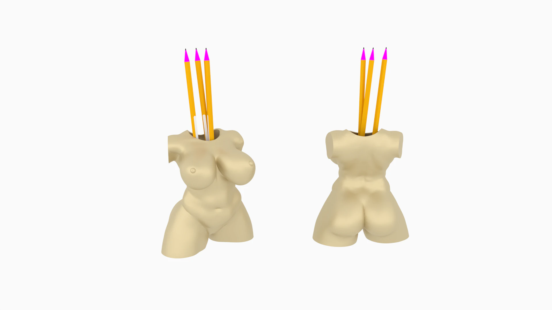 Stylized Woman Body Pencil Holder STL - 3D Printable Desk Accessory 3D Print Model .c4d .max .obj .3ds .fbx .stl .blend 