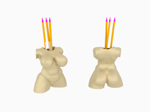 양식화된 여성 바디 펜슬 홀더 STL - 3D 인쇄 가능한 데스크 액세서리 3D 프린트 모델