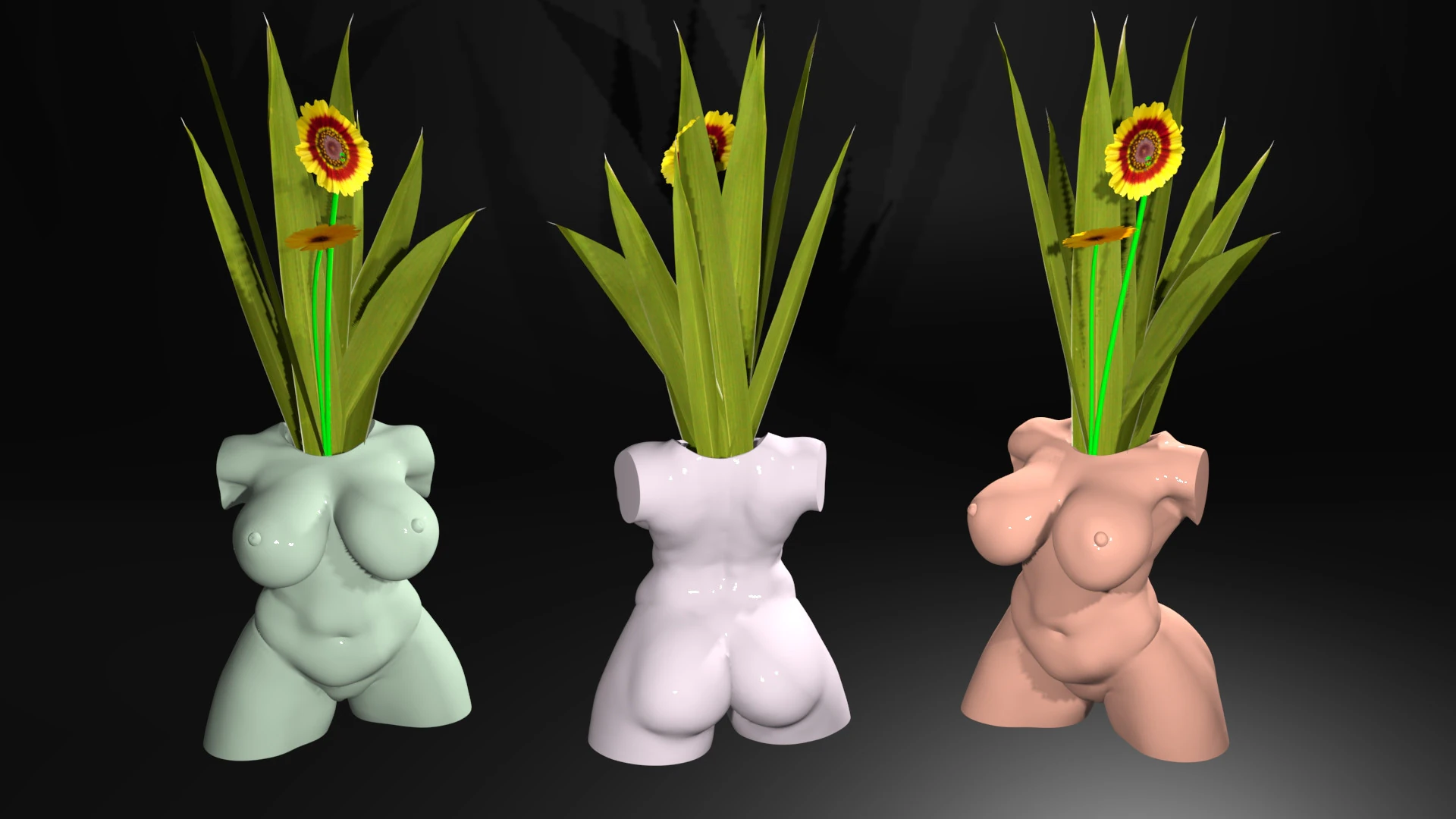 Vase corps de femme STL - Pot d&eacute;coratif imprimable en 3D Modèles 3D en vedette .c4d .max .obj .3ds .fbx .stl .blend 