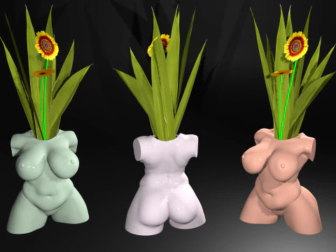 Woman Body Vase STL - 3D Printable Decorative Pot 3D Print Model
