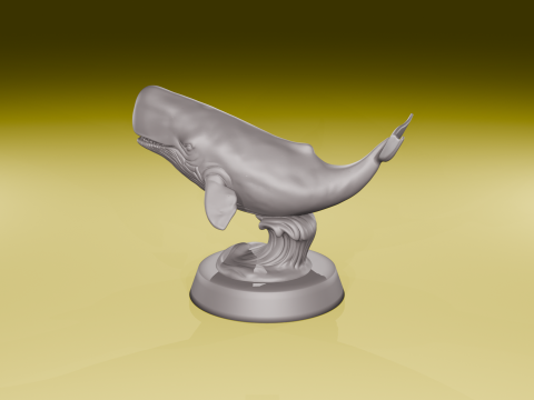 Patung Paus Sperma Model Tampilan Laut Elegan Cetak 3D STL Model Cetak 3D