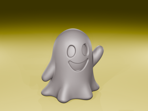 Schattig zwaaiende geest schattig 3D print beeldje STL-bestand 3D printmodel