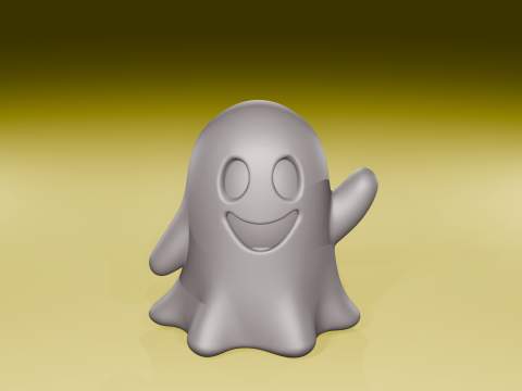 Schattig zwaaiende geest schattig 3D print beeldje STL-bestand 3D printmodel