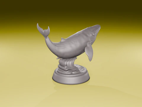 Humpback Whale Sculpture Elegant Ocean Display Model STL File 3D Print Model