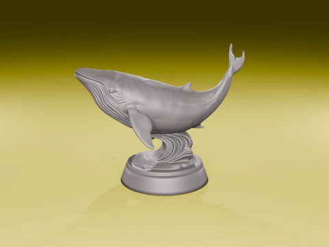 Humpback Whale Sculpture Elegant Ocean Display Model STL File 3D Print Model