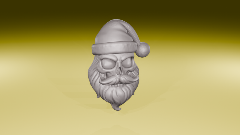 해골 산타 흉상 다크 크리스마스 조각품 STL 파일 3D 프린트 모델 .c4d .max .obj .3ds .fbx .stl .blend 