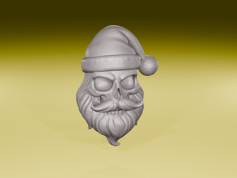 해골 산타 흉상 다크 크리스마스 조각품 STL 파일 3D 프린트 모델