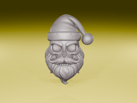 해골 산타 흉상 다크 크리스마스 조각품 STL 파일 3D 프린트 모델