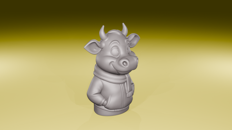 Winter Cow Figurine Cute Cozy Animal Sculpture STL File 3D Print Model .c4d .max .obj .3ds .fbx .stl .blend