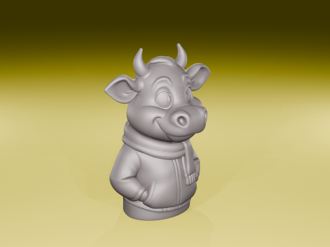 Figurine de vache d'hiver, jolie sculpture animale confortable, fichier STL Modèles 3D en vedette