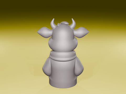 Winter koe beeldje schattig gezellig dier sculptuur STL-bestand 3D printmodel