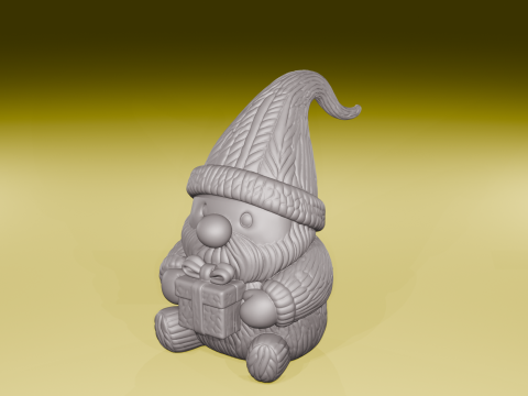 Knitted Christmas Gnome Cute Holiday Figurine STL File 3D Print Model