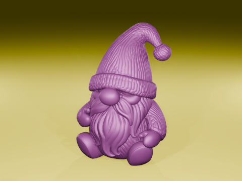 Seated Christmas Gnome Cozy Winter Figurine STL File 3D Print Model