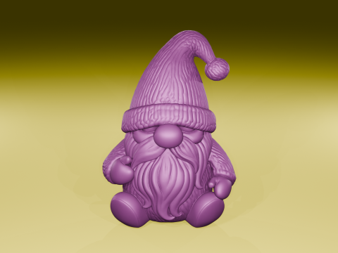 Gnome de Noël assis Figurine d'hiver confortable Fichier STL Modèles 3D en vedette