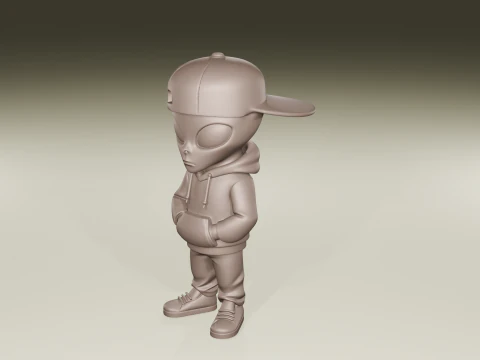 Stedelijke buitenaardse beeldje Streetwear Sci-Fi karakter STL-bestand 3D printmodel