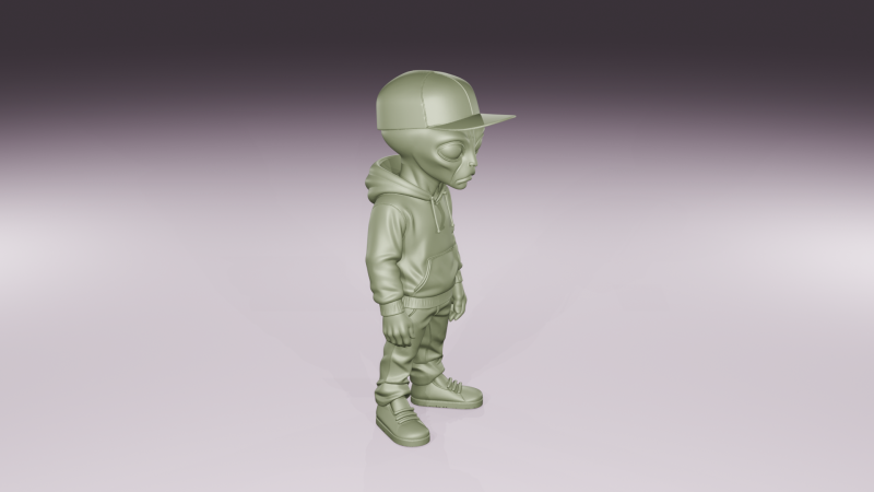 Urban Alien Figurine Streetwear Sci-Fi Character STL File 3D Print Model .c4d .max .obj .3ds .fbx .stl .blend