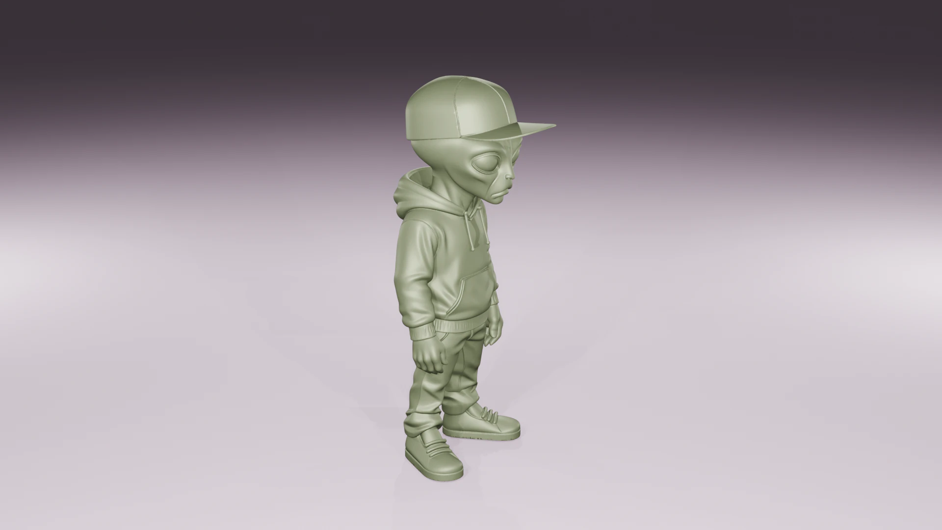 Urban Alien Figurine Streetwear Sci-Fi Character STL File 3D Print Model .c4d .max .obj .3ds .fbx .stl .blend