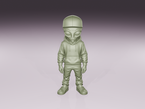 Urban Alien Figurine Streetwear Sci-Fi Character STL File 3D Print Model