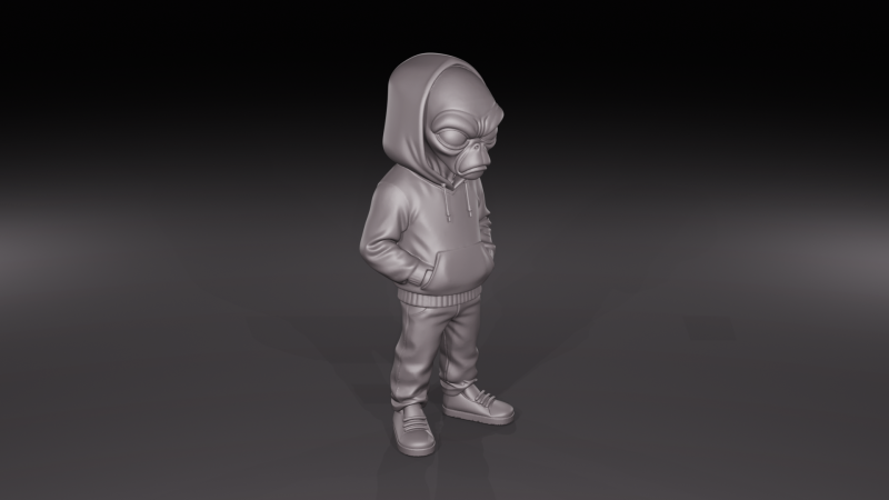 Hooded Urban Alien Streetwear Sci-Fi Figurine STL File 3D Print Model .c4d .max .obj .3ds .fbx .stl .blend 