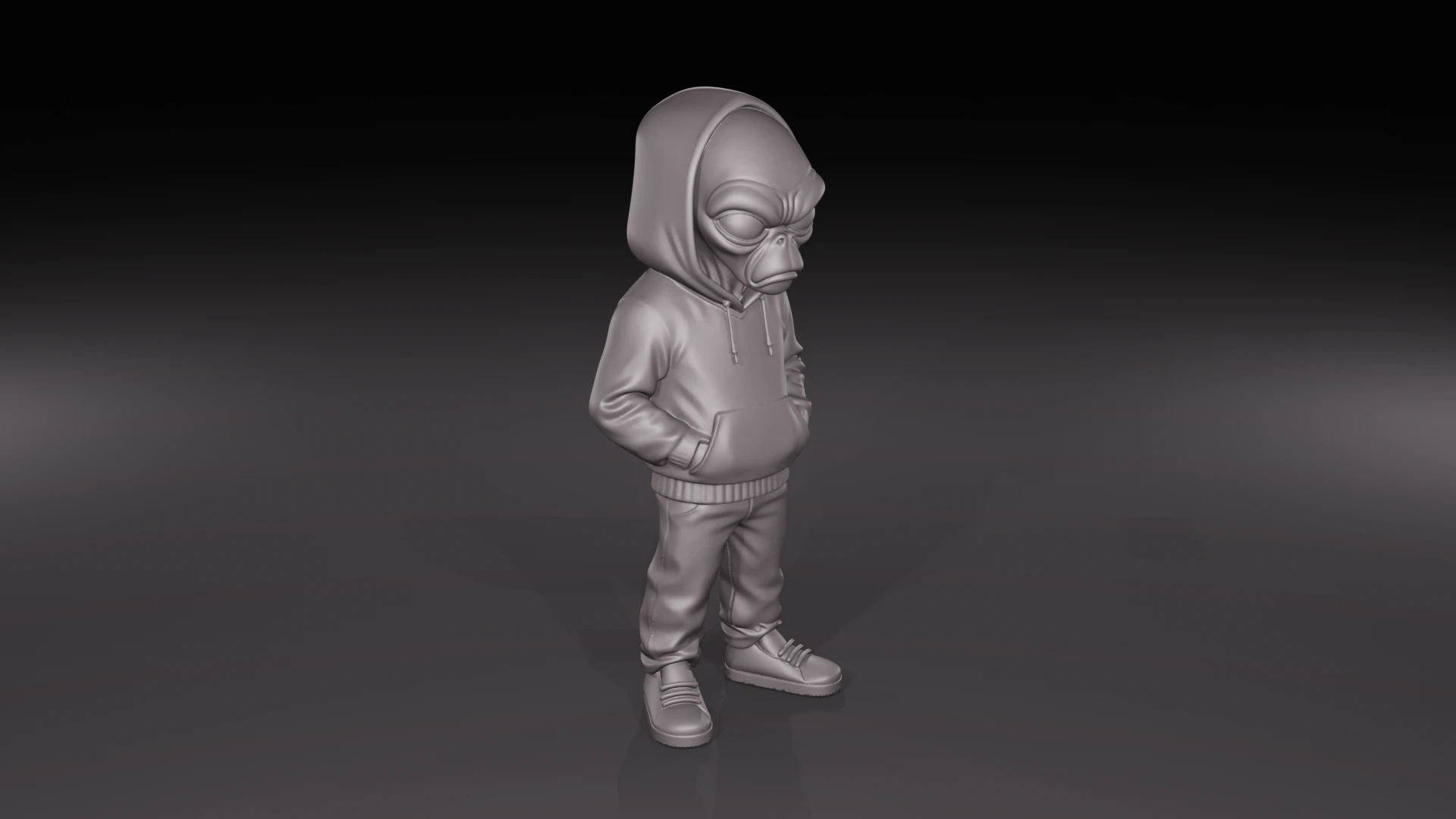 Hooded Urban Alien Streetwear Sci-Fi Figurine STL File 3D Print Model .c4d .max .obj .3ds .fbx .stl .blend