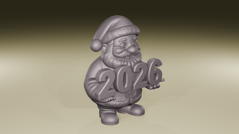 Santa Holding 2026 New Year Holiday Figurine STL File 3D Print Model .c4d .max .obj .3ds .fbx .stl .blend 
