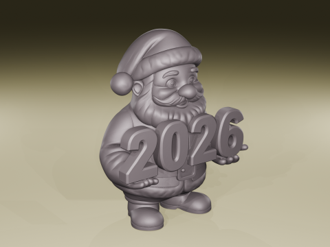 Santa Holding 2026 New Year Holiday Figurine STL File 3D Print Model