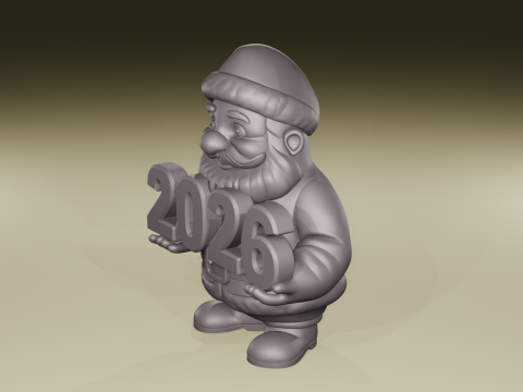 Santa Holding 2026 New Year Holiday Figurine STL File 3D Print Model